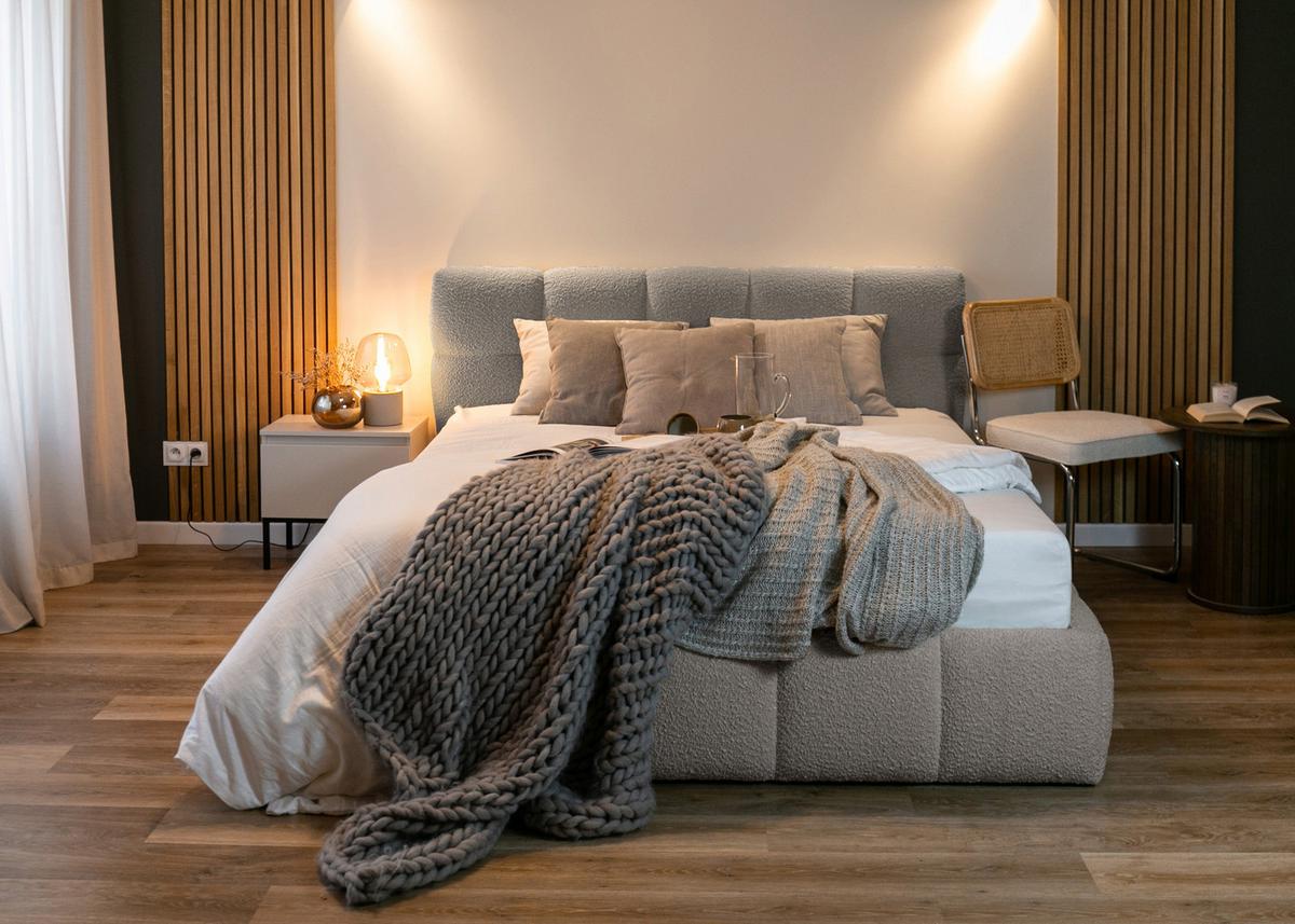 POLSTERBETT Cloudy Grau Boucle 140 cm - Schwarz/Grau, Textil (140/200cm) - Selsey