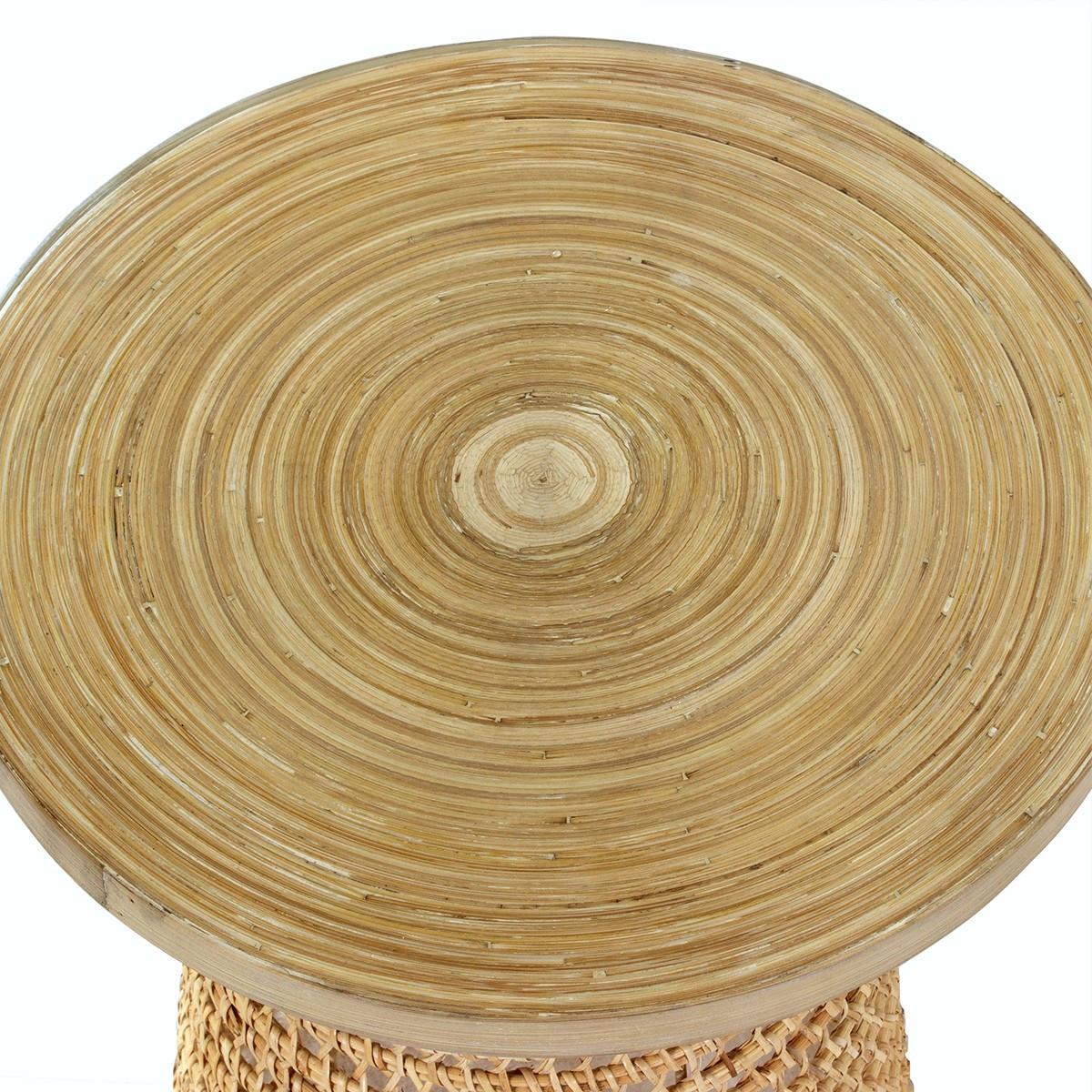 BEISTELLTISCH mit Bambusplatte - 40/40/45 cm - Eschefarben, Textil (48/48/45cm) - Calicosy