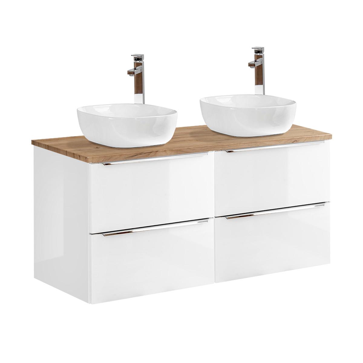 DOPPELWASCHTISCH 120.4cm April Weiß - Weiß, Holzwerkstoff (120.4/59/46cm) - Petits-meubles