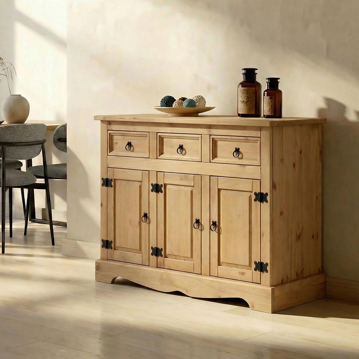 ANRICHTE TEQUILA gebeizt/gewachst - Kieferfarben, Holz (154/88/50cm) - IDIMEX
