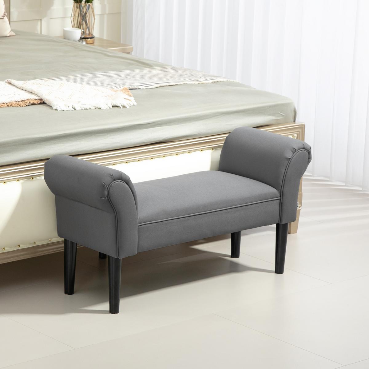 SITZBANK für Schlafzimmer Flurbank Polsterbank MDF Schaumstoff Grauweiß - Dunkelgrau, Kunststoff (36/51/102cm) - HOMCOM