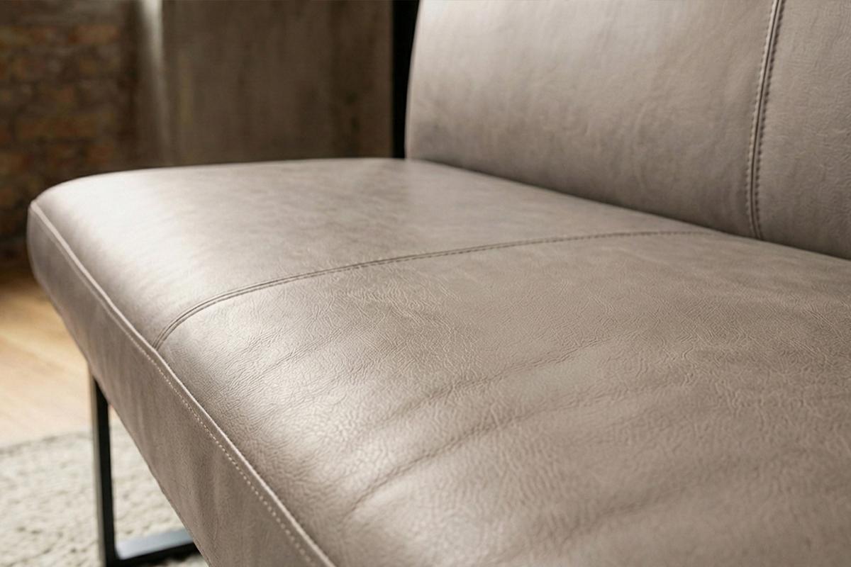 ESSZIMMERBANK ELEEN Grau Leder - Grau, Leder (223/85/69cm) - KAWOLA