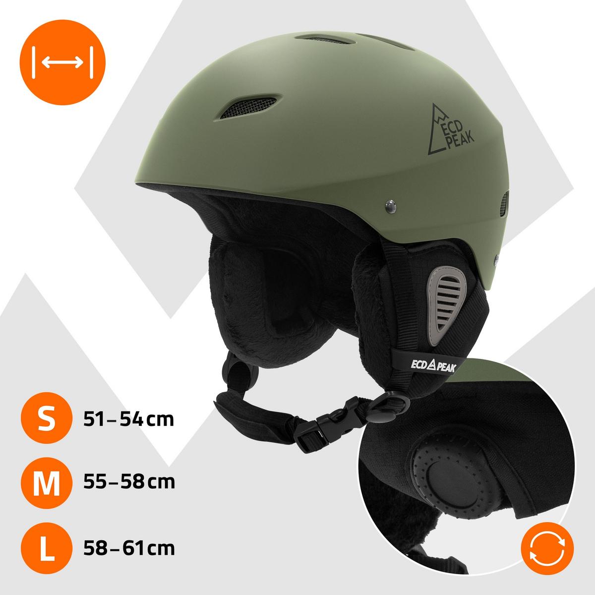 SKIHELM für Herren und Damen Snowboardhelm robust Grün M 55-58 cm - Grün, Kunststoff (29/23cm) - ECD-Germany