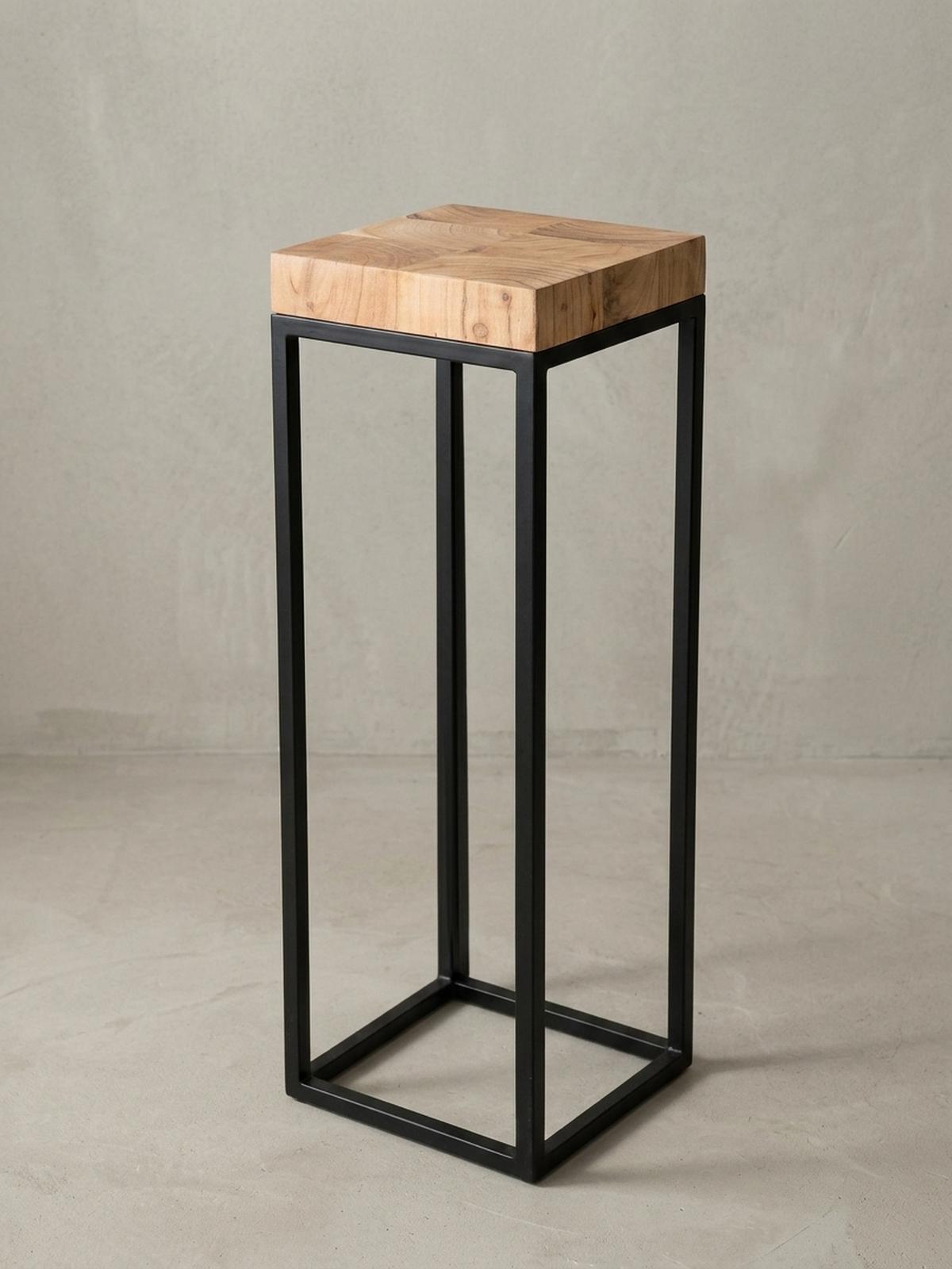BEISTELLTISCH – Akazienholz Metall Natur 30x97x30 cm Industrial - Beige/Schwarz, Holz/Metall (30/30/97cm) - KADIMA DESIGN