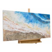 ACRYLBILD HANDGEMALT 120/60 cm - Blau/Braun, Holz/Textil (120/60cm) - KUNSTLOFT