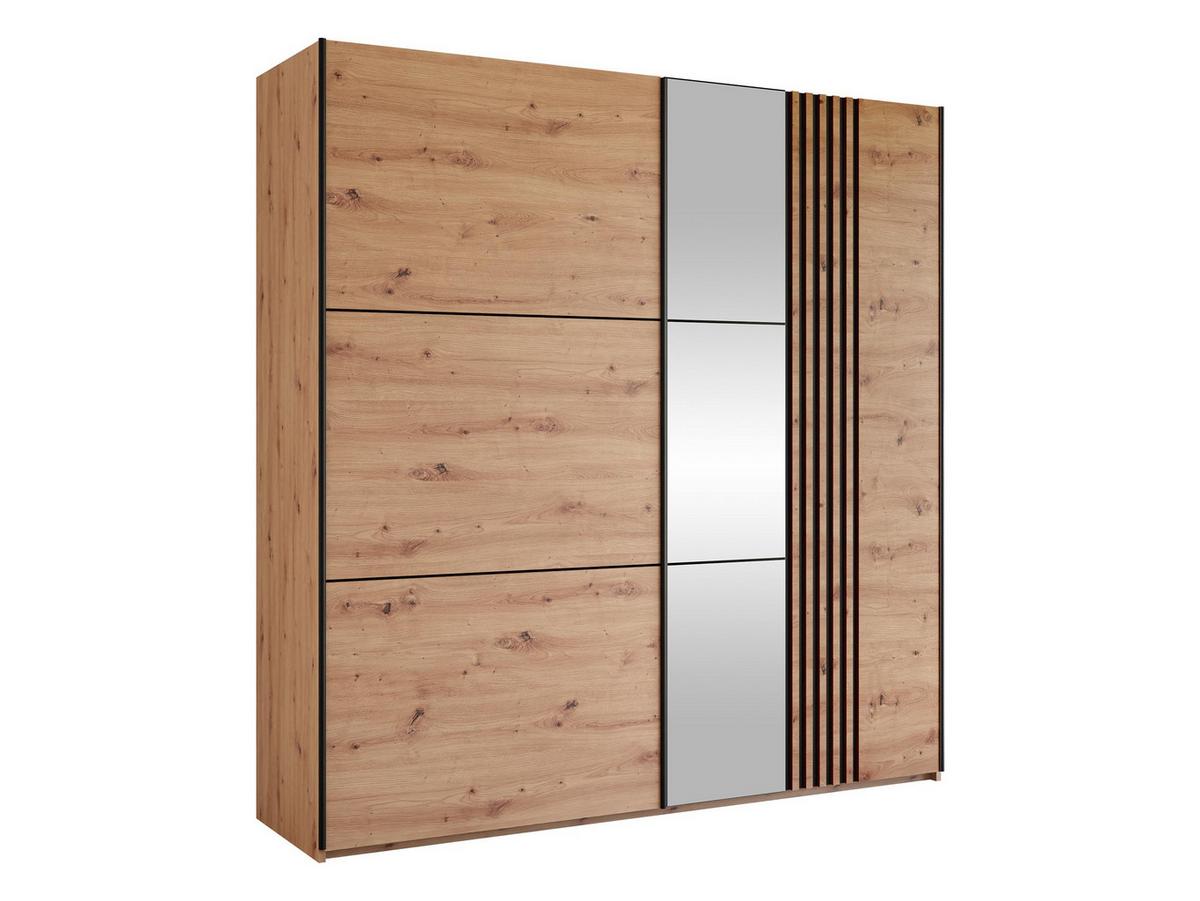 SCHIEBETÜRENSCHRANK Sinatra 203 - Schwarz/Eiche Artisan, Holzwerkstoff/Metall (203/215/65cm) - MIRJAN24