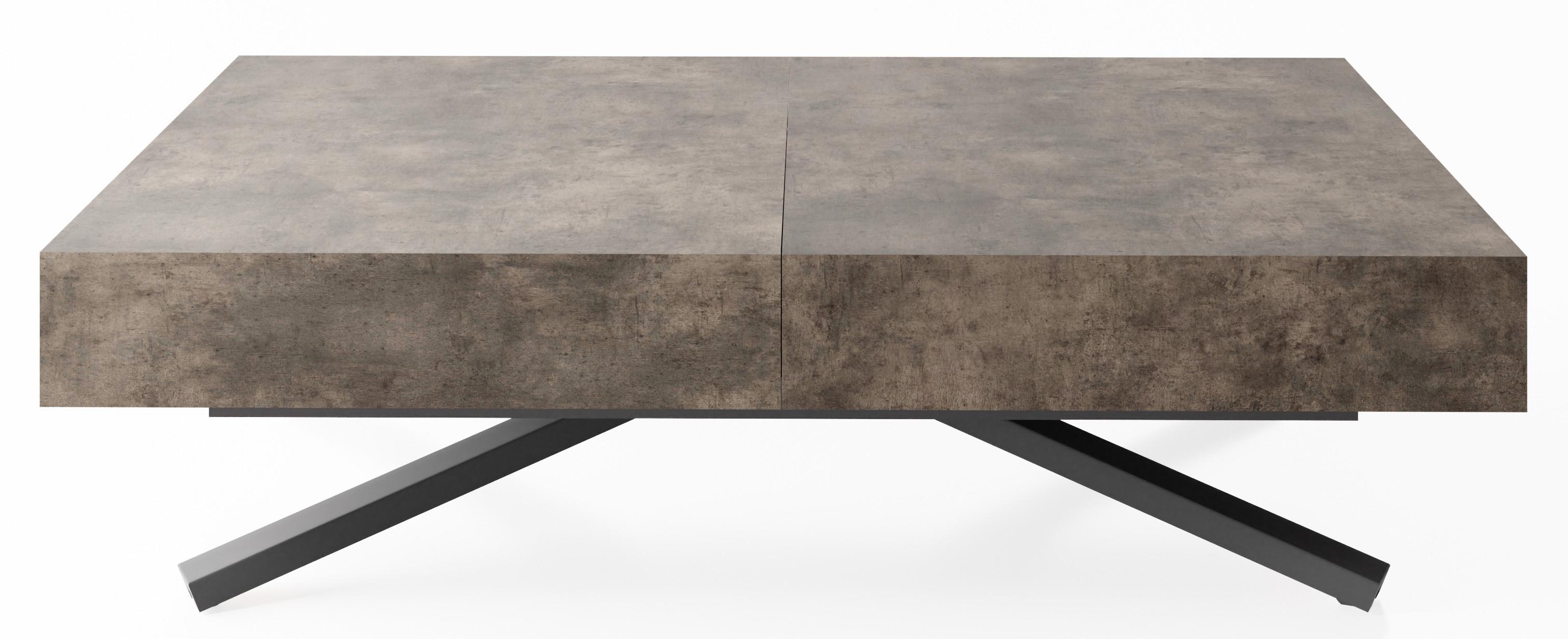 COUCHTISCH Cavetta X höhenverstellbar ausziehbar, Dunkelgrauer Chicago Beton 120-200/80/27-76 cm - Dunkelgrau/Schwarz, Holzwerkstoff/Metall (80/120/76cm) - WFL GROUP