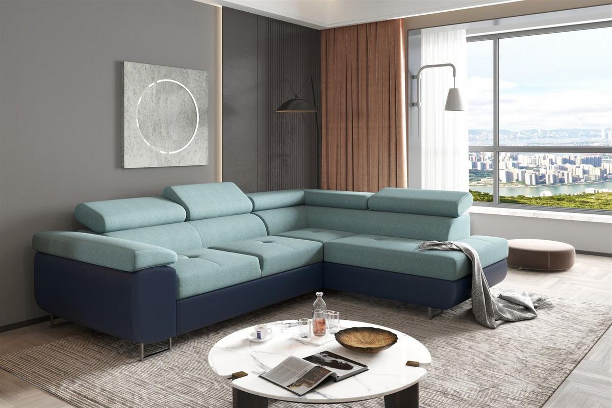 ECKSOFA Jade Mit Schlaffunktion - Pastellgrün, Holzwerkstoff/Textil (275/202cm) - Fun Möbel