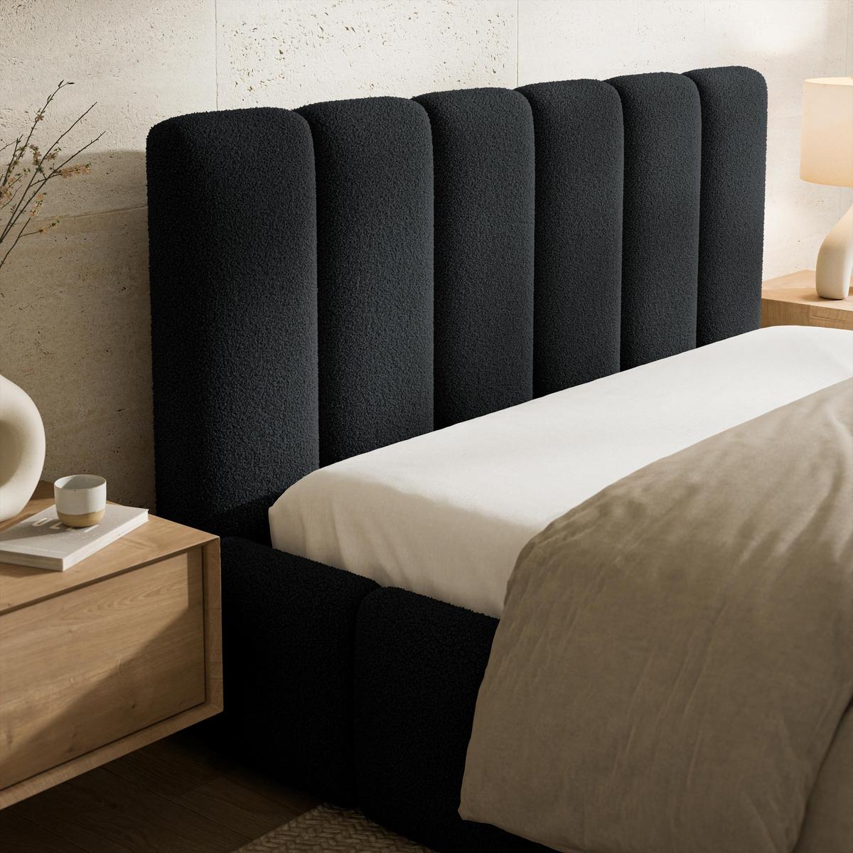 POLSTERBETT RANIS 180x200 cm mit Bettkästen - Schwarz - Schwarz, Holz/Textil (180/200cm) - MASSENO