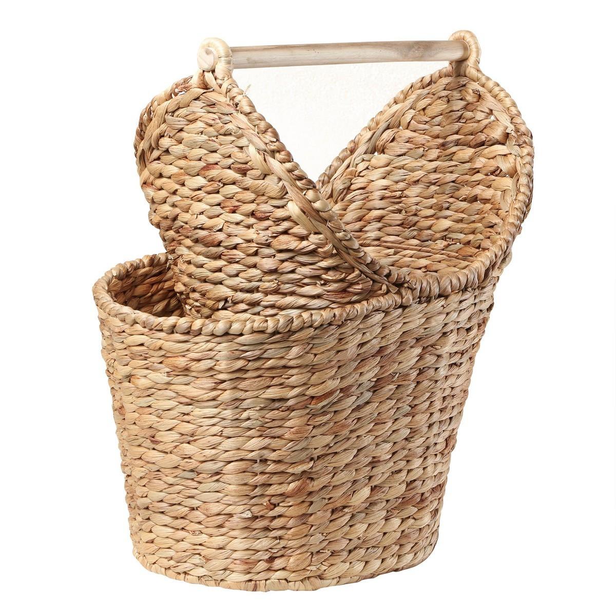 AUFBEWAHRUNGSKORB für Toilettenpapier aus Wasserhyazinthe - Höhe 42 cm - Apfelbaumfarben, Naturmaterialien (15/15/50cm) - Calicosy