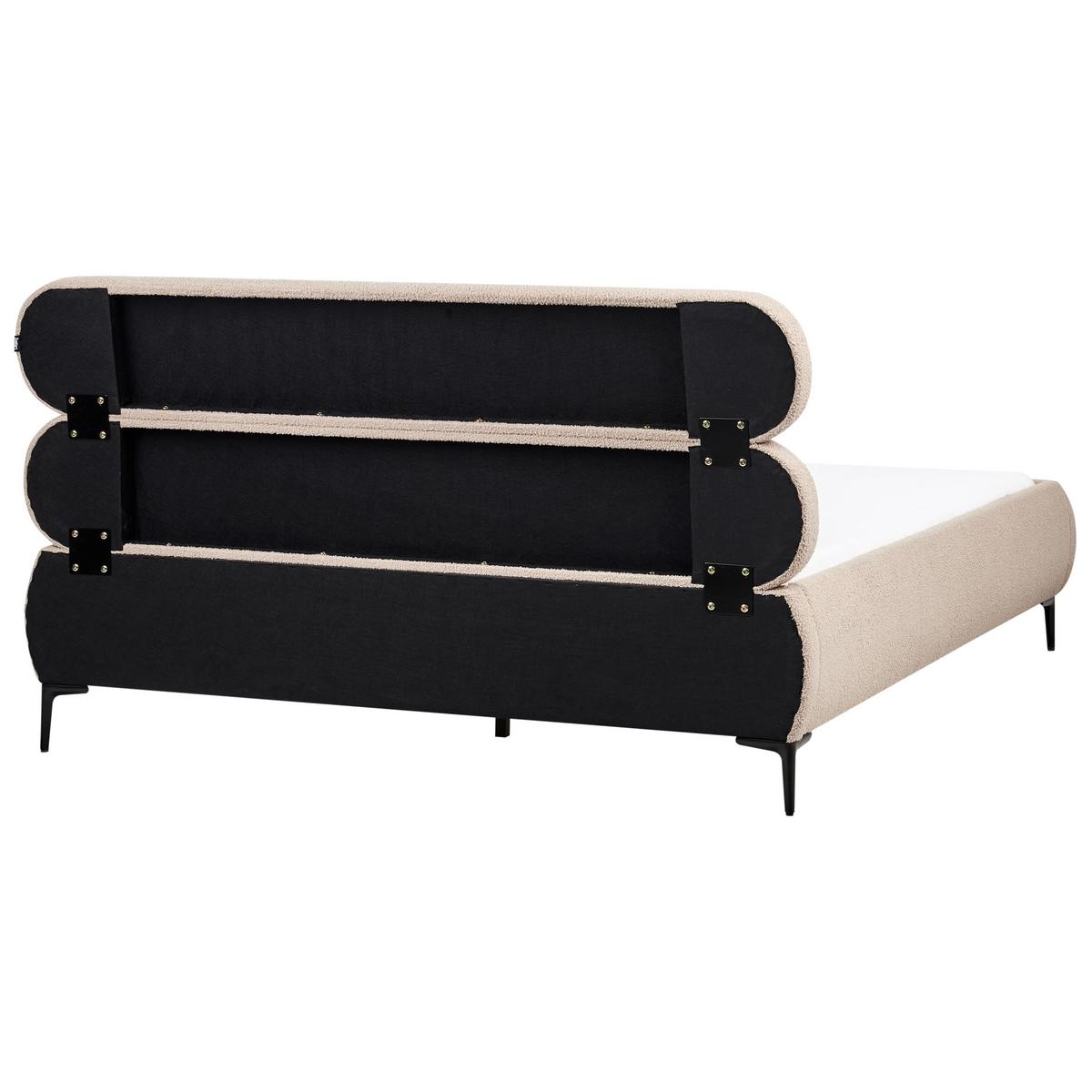 BETT mit Lattenrost 180/200 cm Taupe Lessay - Taupe/Schwarz, Textil (180/200cm) - Beliani