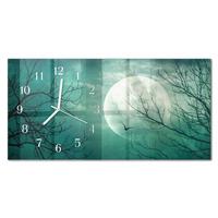 WANDUHR aus Glas 60x30 cm - Mond - Türkis, Glas (60/30/0.4cm) - TULUP