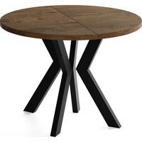 ESSTISCH Savio rund ausziehbar verlängerbar, Eiche Braun Rustikal 90-190/90/77 cm - Alteiche/Schwarz, Holz/Holzwerkstoff (90/190/77cm) - WFL GROUP