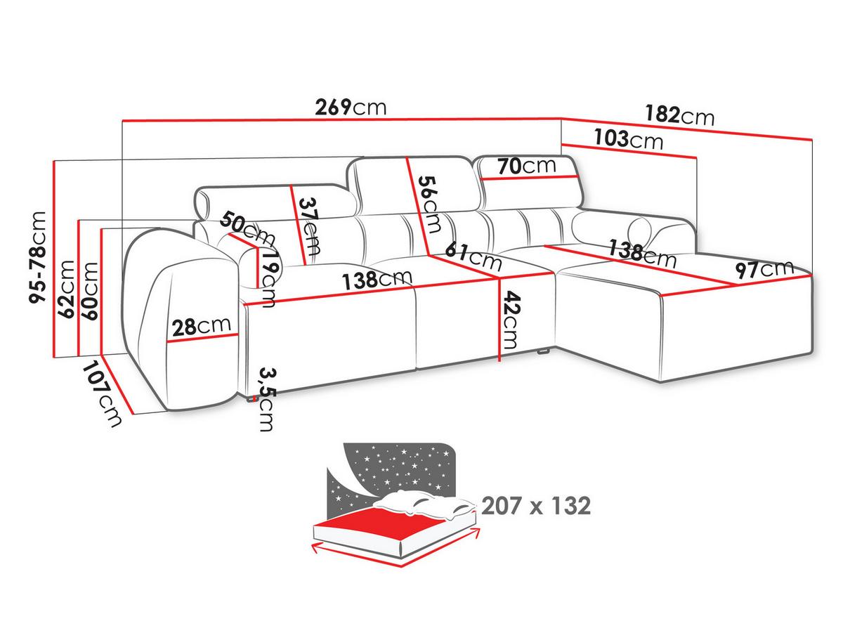 ECKSCHLAFSOFA Volare I, Seite: Links - Dunkelgrau, Holz/Textil (269/182cm) - MIRJAN24