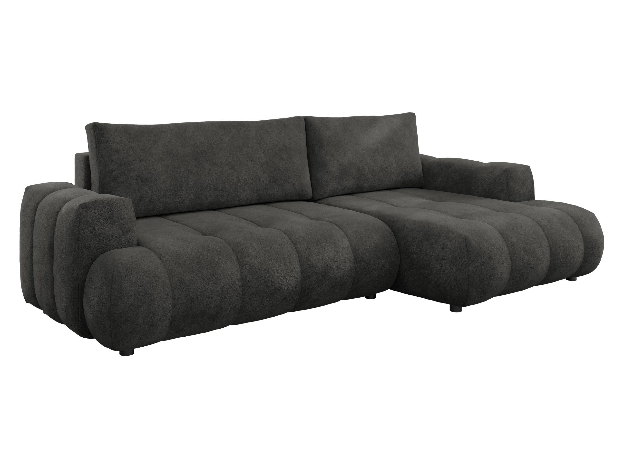 ECKSOFA Haiti, Seite: Rechts 2R+LC - Anthrazit/Schwarz, Holz/Textil (156/276cm) - MIRJAN24