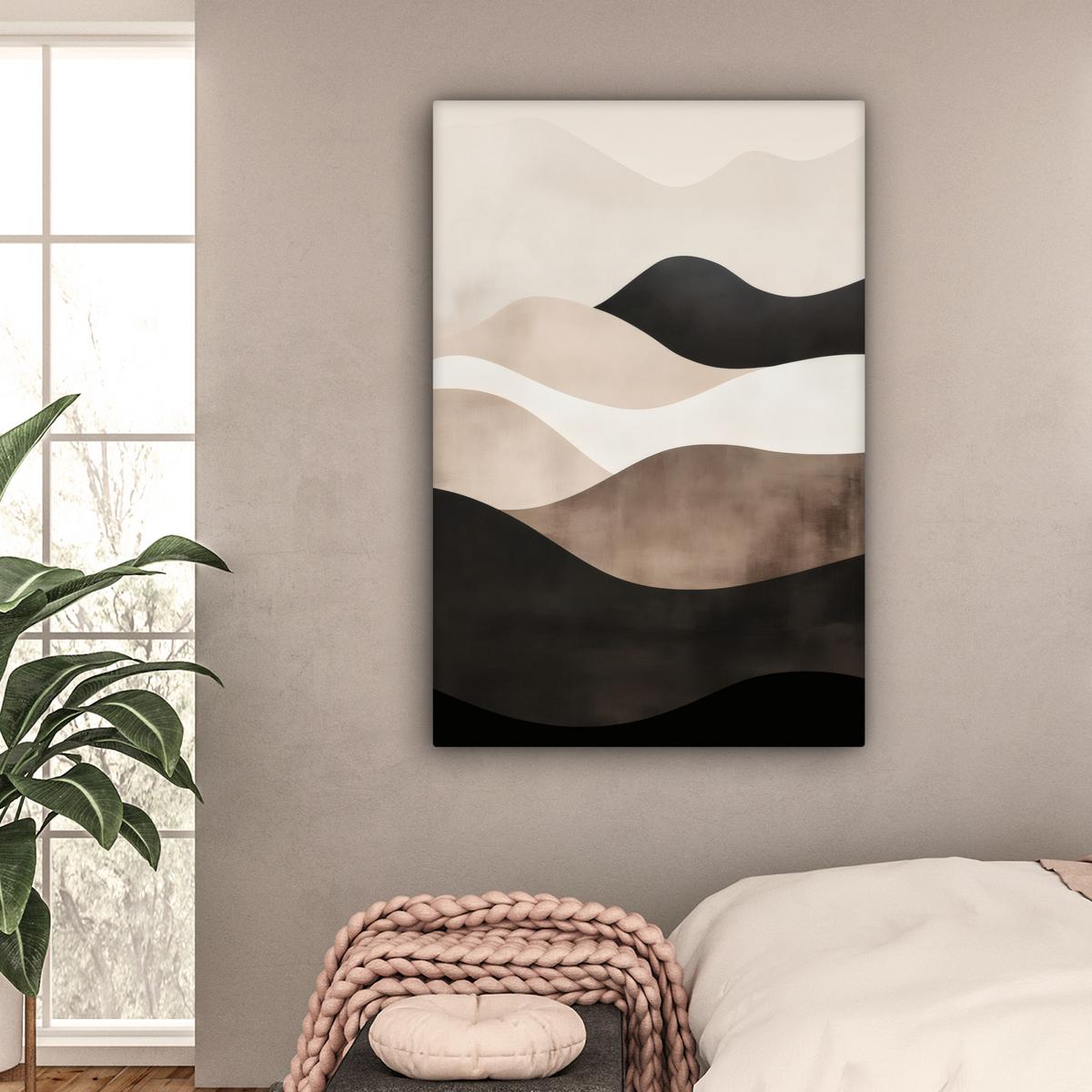 LEINWANDBILD Abstrakt - Landschaft - Wellen - Cremefarben Deko XXL 80x120 cm - Cappuccino, Textil (80/120cm) - MuchoWow