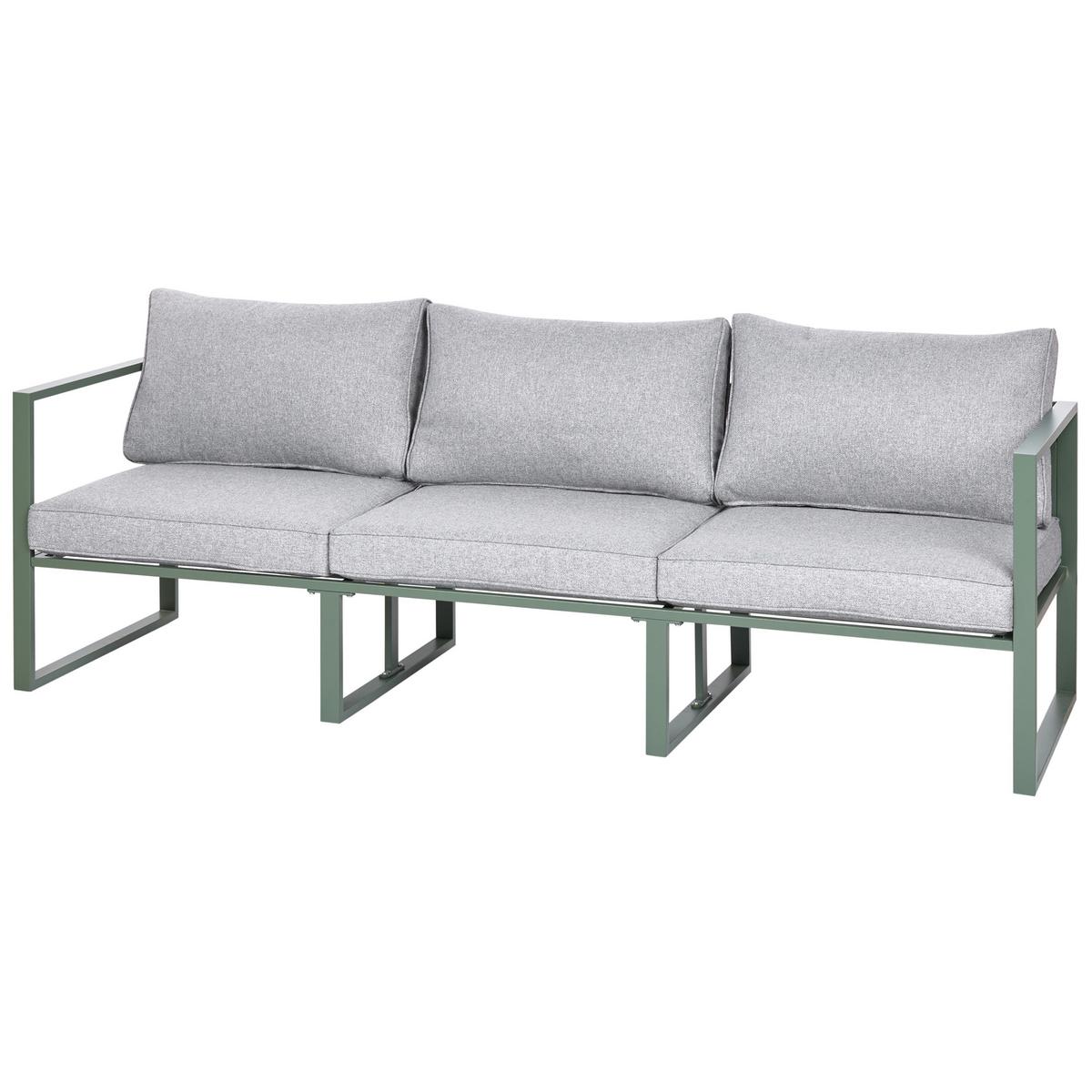 GARTEN-ECKSOFA mit Tisch 3-Sitzer Metall Grün Olang - Hellgrau/Grau, Metall - Beliani