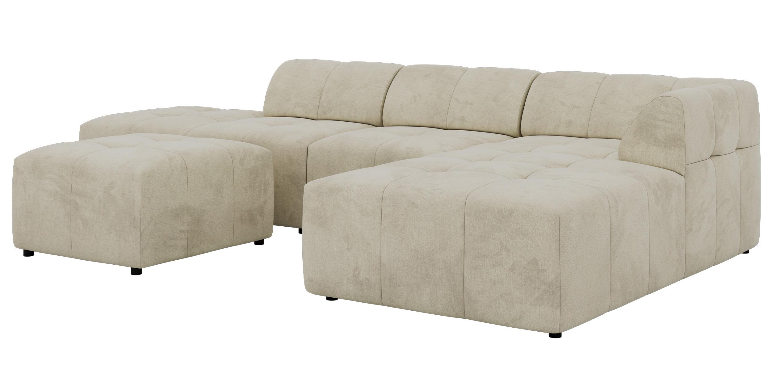 ECKSOFA GRIDA 4M L Beige Velvet - Rechts - Beige/Schwarz, Kunststoff/Textil (176/335cm) - MKS