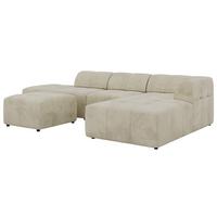 ECKSOFA GRIDA 4M L Beige Velvet - Rechts - Beige/Schwarz, Kunststoff/Textil (176/335cm) - MKS