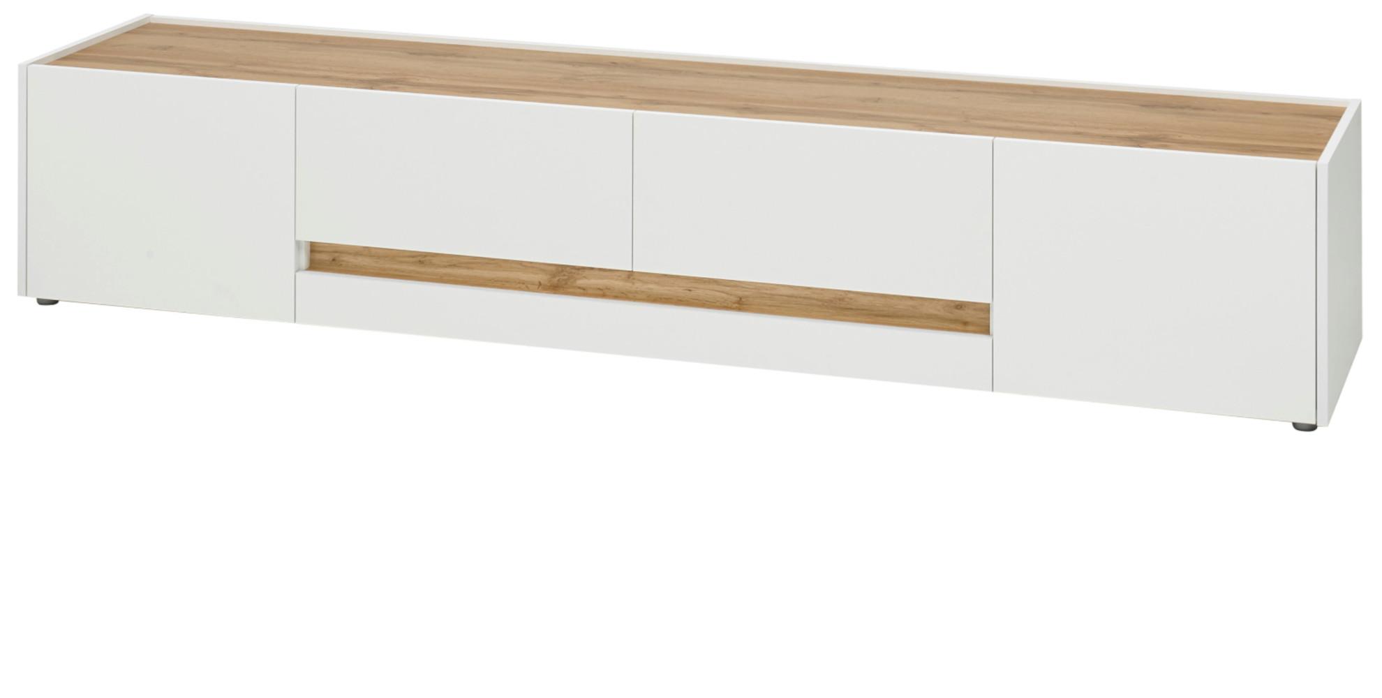 TV-LOWBOARD weiß, Eiche Wotan 223 cm, großer TV Unterschrank mit viel Stauraum - Eiche Wotan/Schwarz, Holz/Holzwerkstoff (223/40/45cm) - Furn.Design