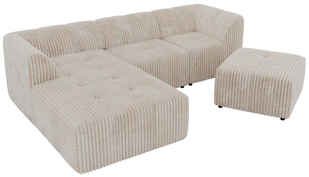 ECKSOFA VORITA L 4M - Beige Cord - Links Seite - Beige/Creme, Kunststoff/Textil (267/176cm) - MKS