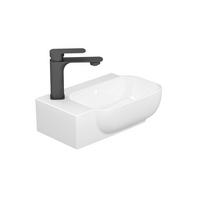 HANDWASCHBECKEN Links-Wasserhahnloch 40 / 25 / 14 cm - Weiß, Keramik (40/14/25cm) - EMKE