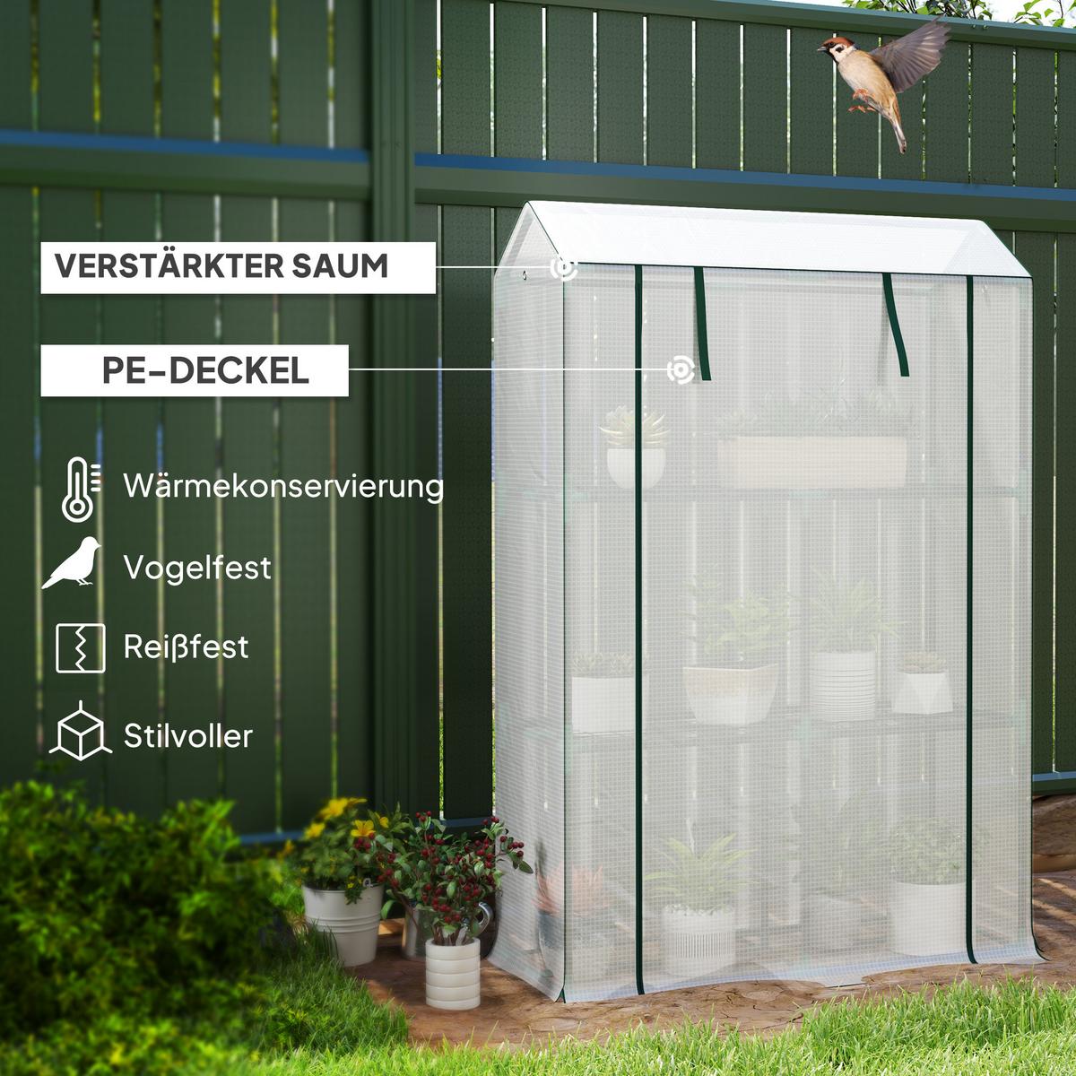 GEWÄCHSHAUS, 100L x 40B x 150H cm - Weiß, Metall (40/150/100cm) - Outsunny