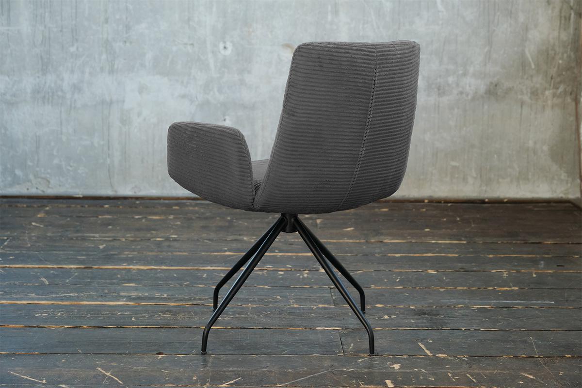 DREHSTUHL NEW CHARME Grau Cord (1er-Set) - Dunkelgrau/Grau, Textil (59/87/66cm) - KAWOLA