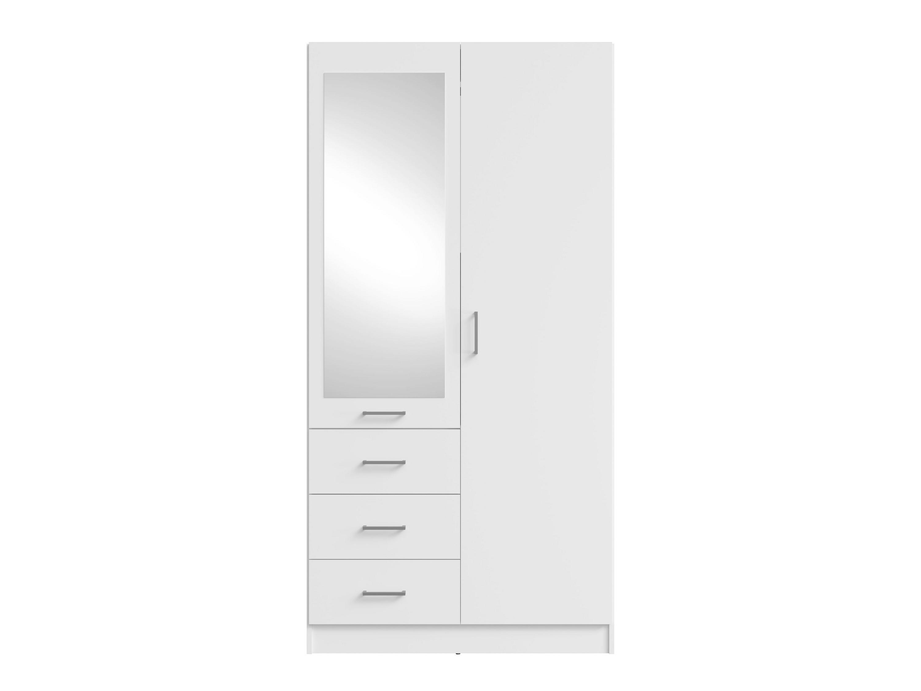 DREHTÜRENSCHRANK NEVARIS 101/200,5/58cm 2-türig mit Spiegel Weiß - Weiß, Holzwerkstoff (101/200.5/58cm) - MASSENO