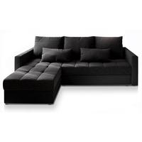 ECKSOFA KOS PIK Grau Dünner Stoff mit Schlaffunktion - Dunkelgrau/Grau, Holz/Kunststoff (220/140cm) - MASSENO