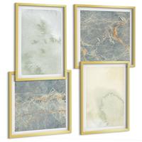 BILDER SET 4er Set - 50x50 cm & 40x60 cm Goldrahmen - Pastellfarben auf Aquarellleinwand - Goldfarben, Kunststoff (50/50cm) - TULUP