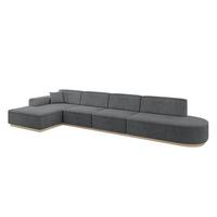 ECKSOFA Ottomane Links IREA-L3 - 412x165x80 cm Duneklgrau - Dunkelgrau, Holzwerkstoff/Textil (412/165cm) - ALTDECOR