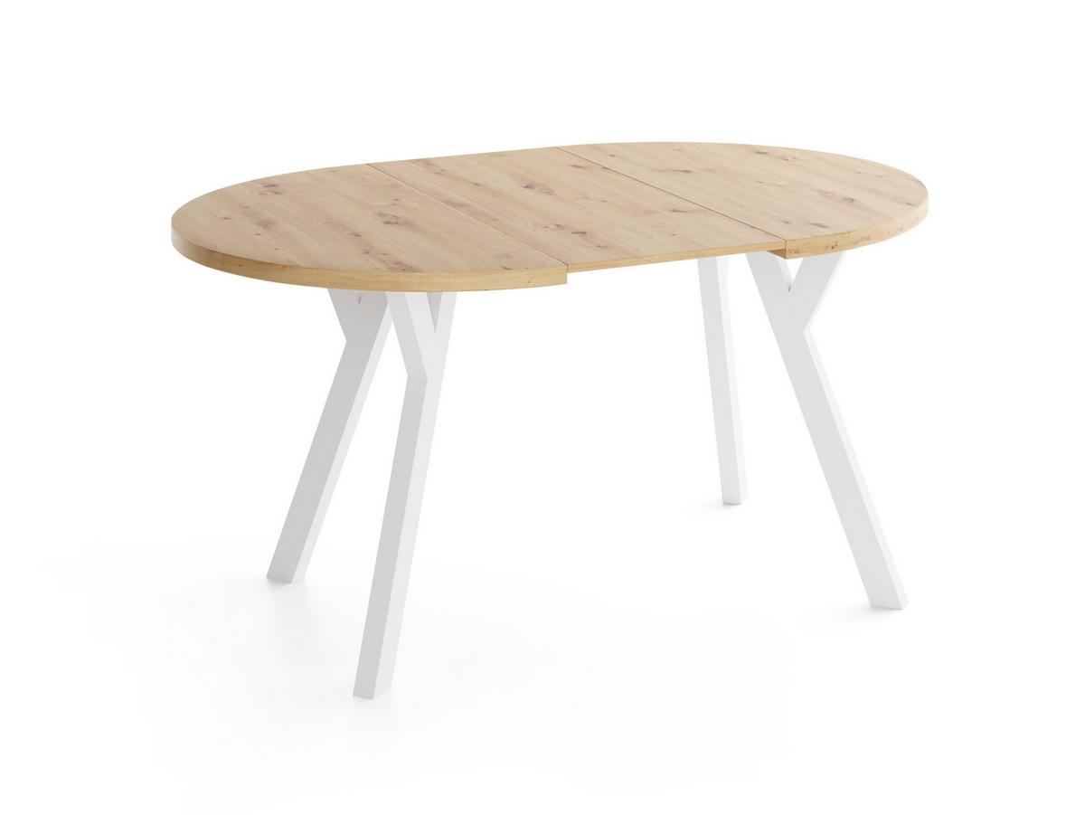 ESSTISCH Vero rund ausziehbar verlängerbar, Eiche Artisan Hellbraun 80-130/80/77 cm - Eiche Artisan/Weiß, Holz/Holzwerkstoff (80/130/76.5cm) - WFL GROUP