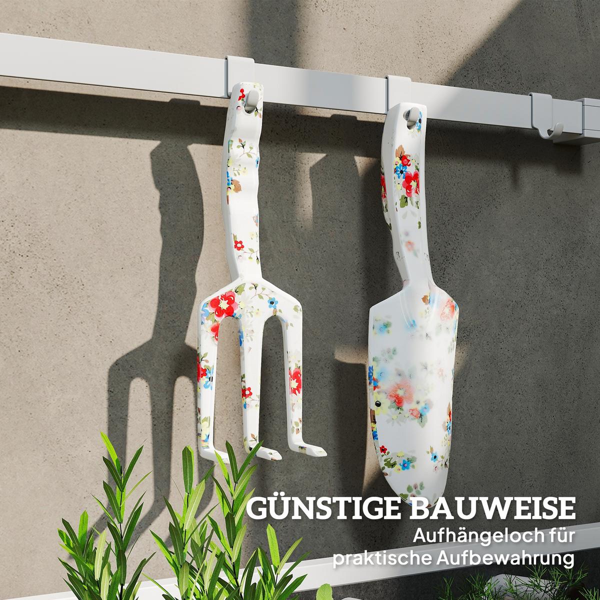 GARTENWERKZEUG-SET aus Aluminium Mehrfarbig - Multicolor, Metall (7/3/26.5cm) - Outsunny