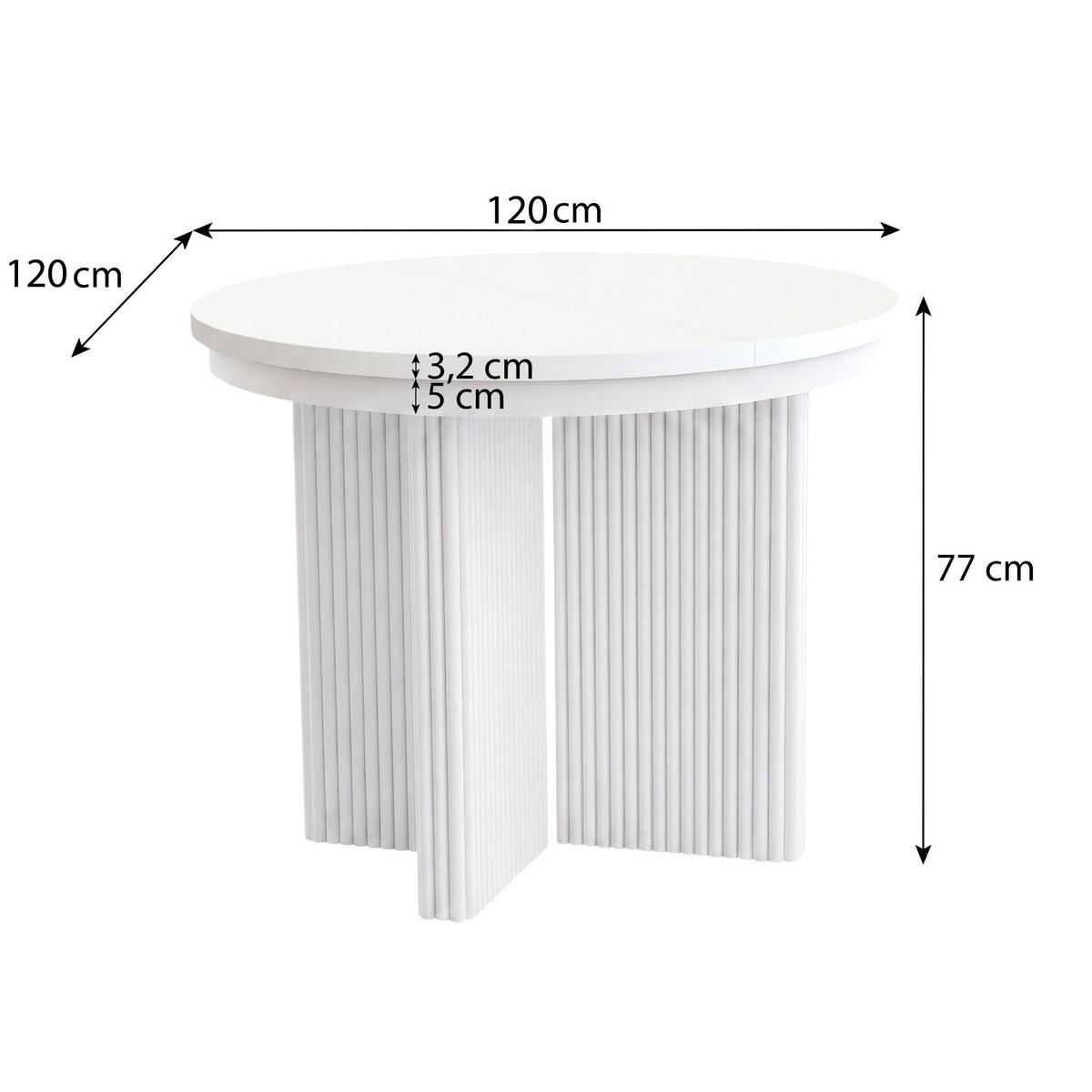 ESSTISCH Prestige runder Design-Tisch, ausziehbar Ø 120–200 cm, Eiche artisan+Kaschmir-Beine - Kaschmir/Eichefarben, Metall (120/120/77cm) - Beautysofa
