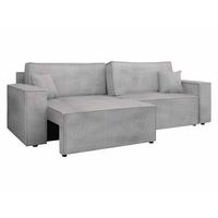 SCHLAFSOFA Karl Cord mit L-Funktion - Hellgrau/Schwarz, Holz/Kunststoff (245/82/139cm) - MIRJAN24