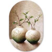 WANDBILD Blumen - Vase - Weiß - Botanisch - Beige Deko Groß 80x120 cm - Ecru, Kunststoff (80/120cm) - MuchoWow