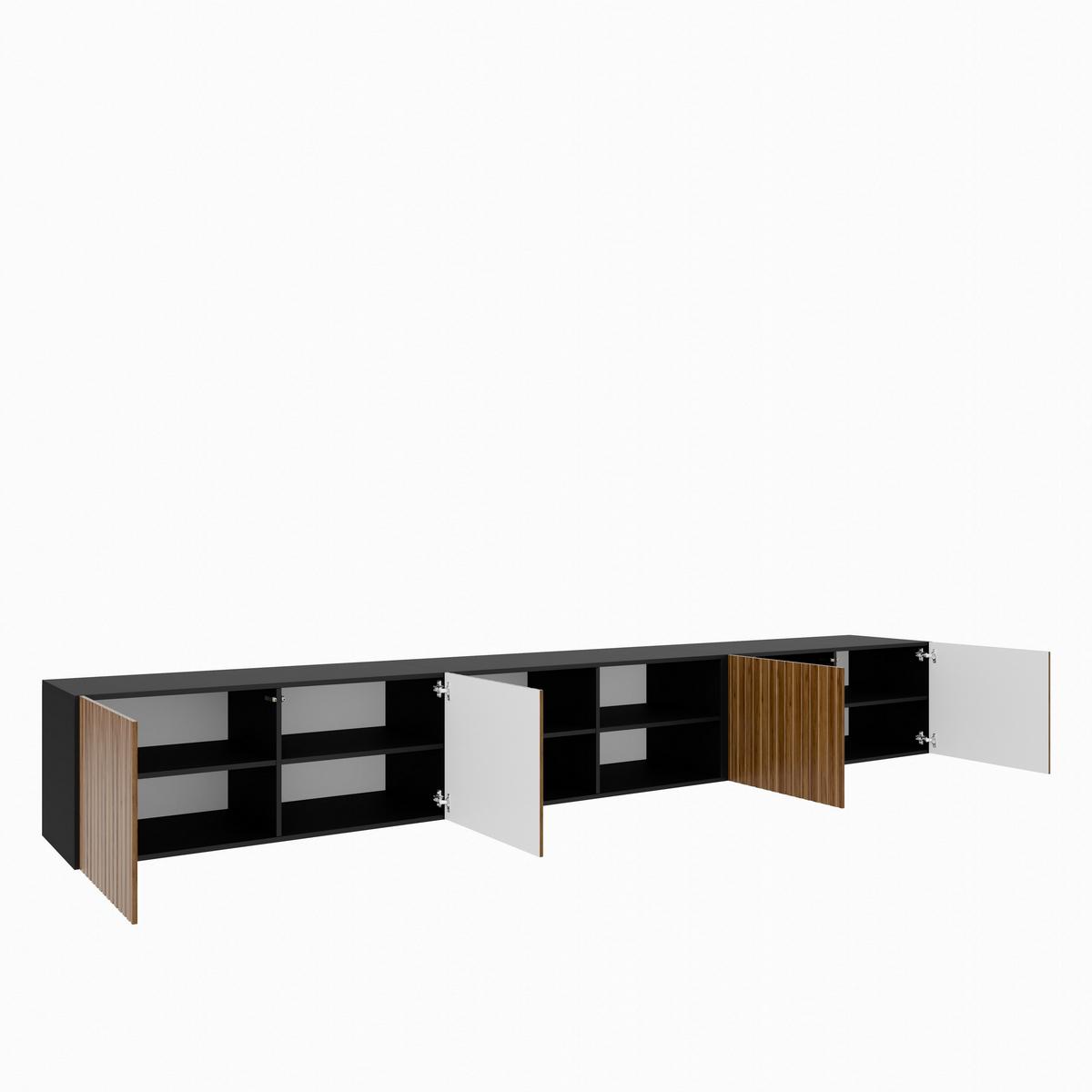 LOWBOARD LIVO 300/41/40 cm, Hängender TV-Schrank Schwarz / Eichefarben - Eichefarben/Schwarz, Holzwerkstoff (300/41/40cm) - MASSENO