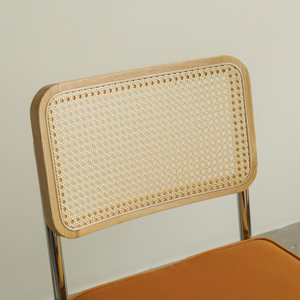 ESSZIMMERSTUHL 2er set stoff rattan verchromtes gestell freischwinger - Orange, Textil (53/84.6/46.4cm) - Urban Meuble