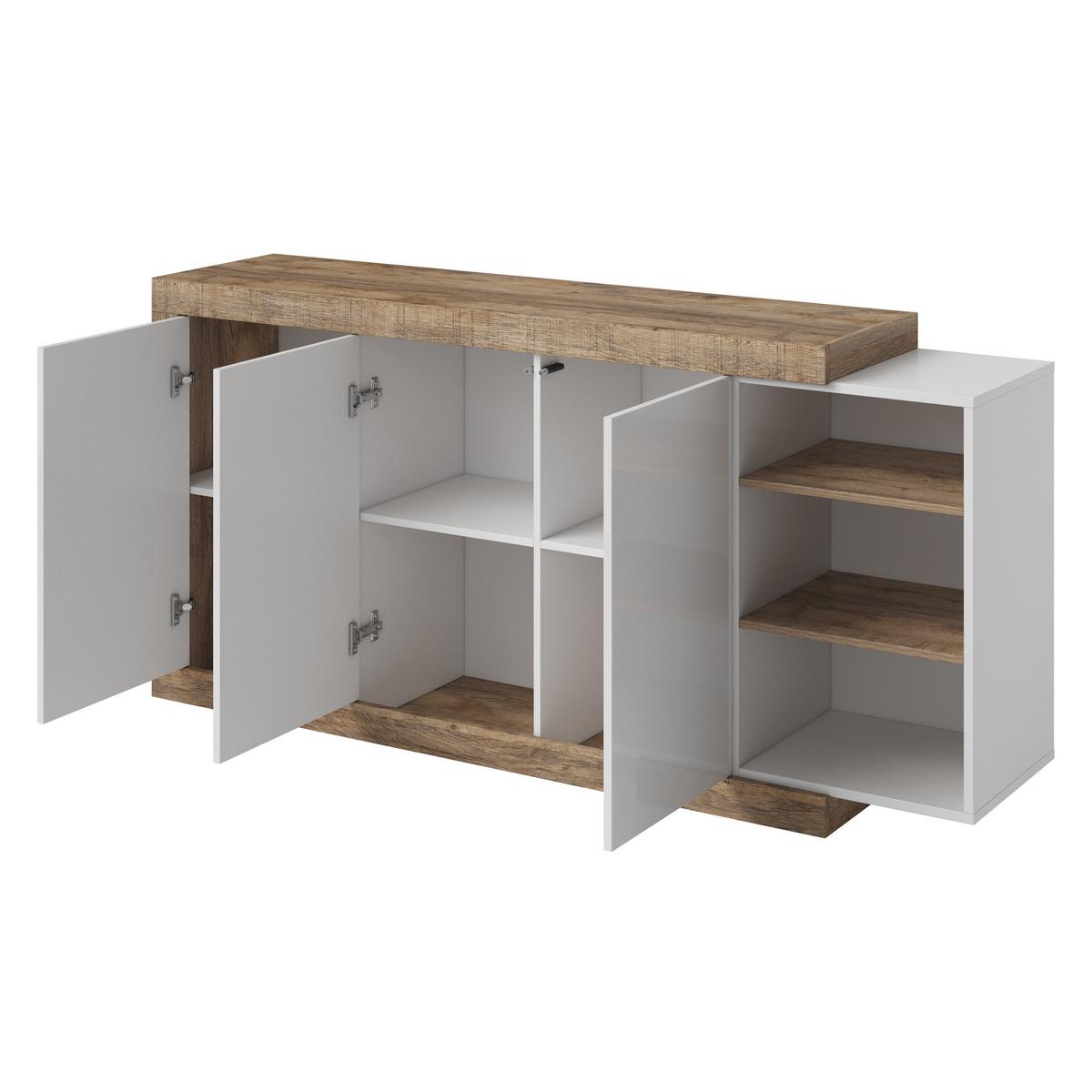 SIDEBOARD SINFONIA 180/86/40 cm mit 3 Türen Eichefarben - Eichefarben/Weiß, Holzwerkstoff (180/86/40cm) - MASSENO
