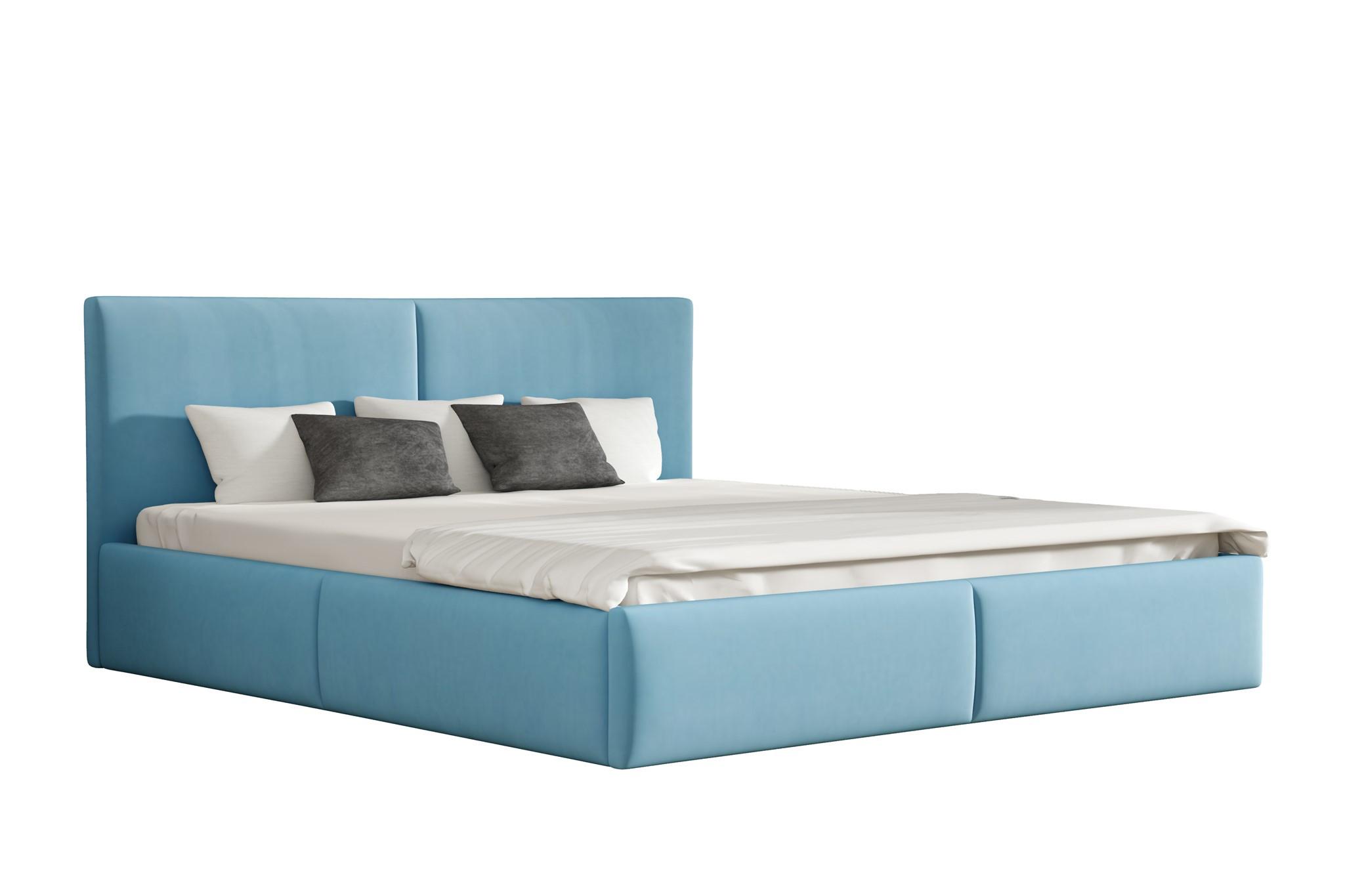POLSTERBETT Bergen Magic Velvet - Hellblau, Holzwerkstoff/Textil (160/200cm) - Fun Möbel