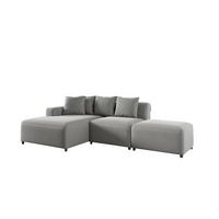 ECKSOFA Megan Xs In Stoff Salvador - Hellgrau, Holzwerkstoff/Textil (304/165cm) - Fun Möbel