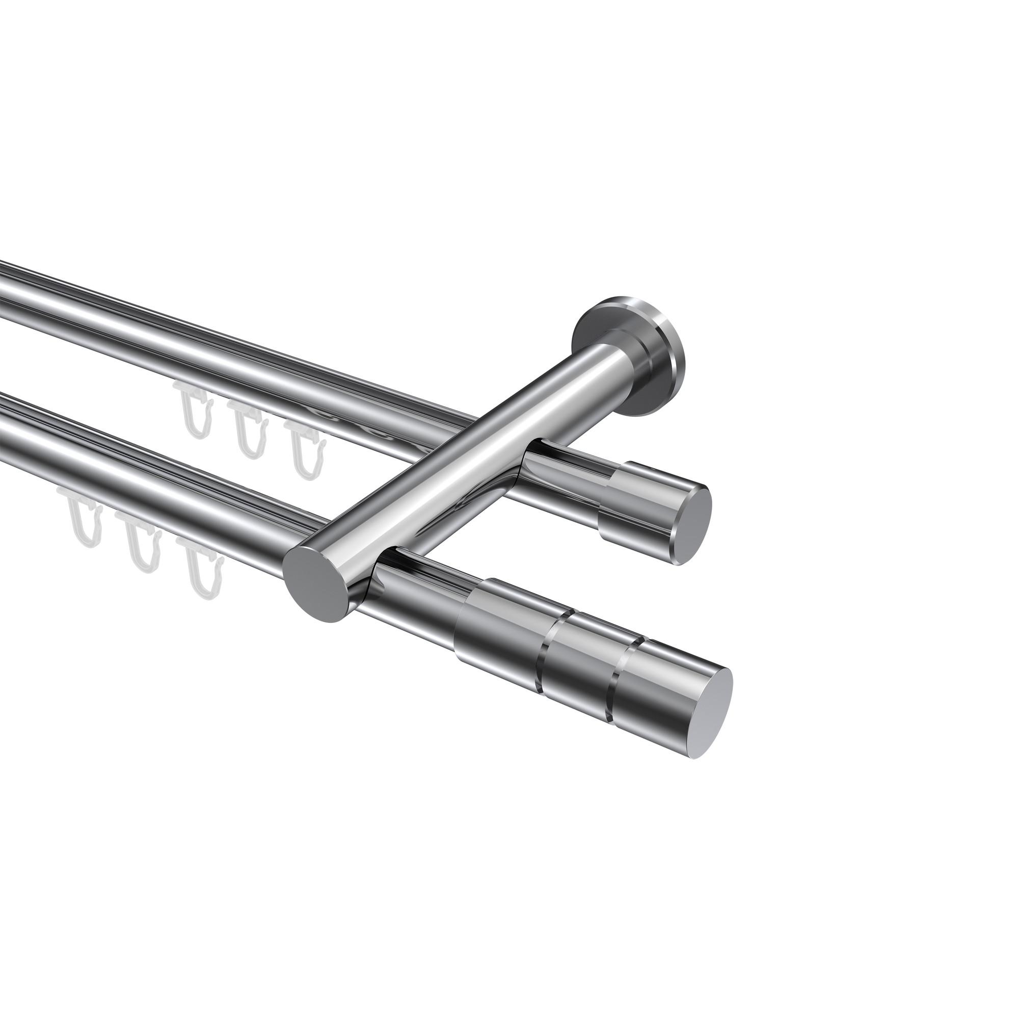 GARDINENSTANGE INNENLAUF Platon Elanto 600 cm (geteilt in 3 x 200 cm), 2-läufig, 20 mm Ø Chrom - Chromfarben, Metall (600cm) - INTERDECO