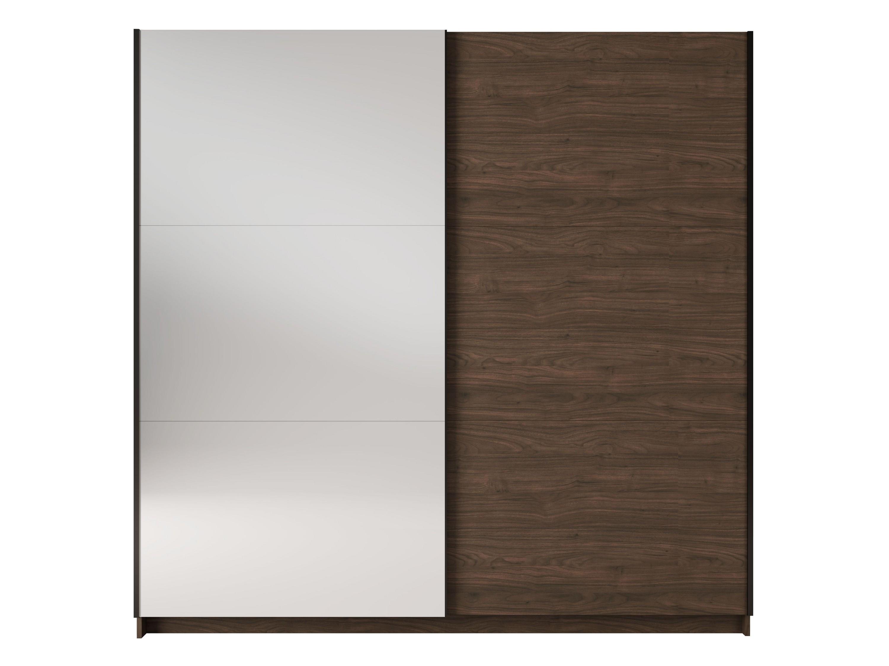 SCHWEBETÜRENSCHRANK BELDEN 200,6/207/55,3cm 2-türig mit Spiegel Nussbaumfarben - Nussbaumfarben, Holzwerkstoff (200.6/207/55.3cm) - MASSENO