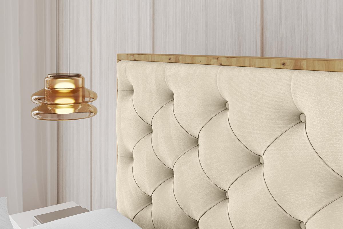 POLSTERBETT mit Bettkasten und Lattenrost, Bett mit Matratze H3/H4 - ENZO3 180x200 Beige - Ecru, Holzwerkstoff/Textil (180/200cm) - ALTDECOR