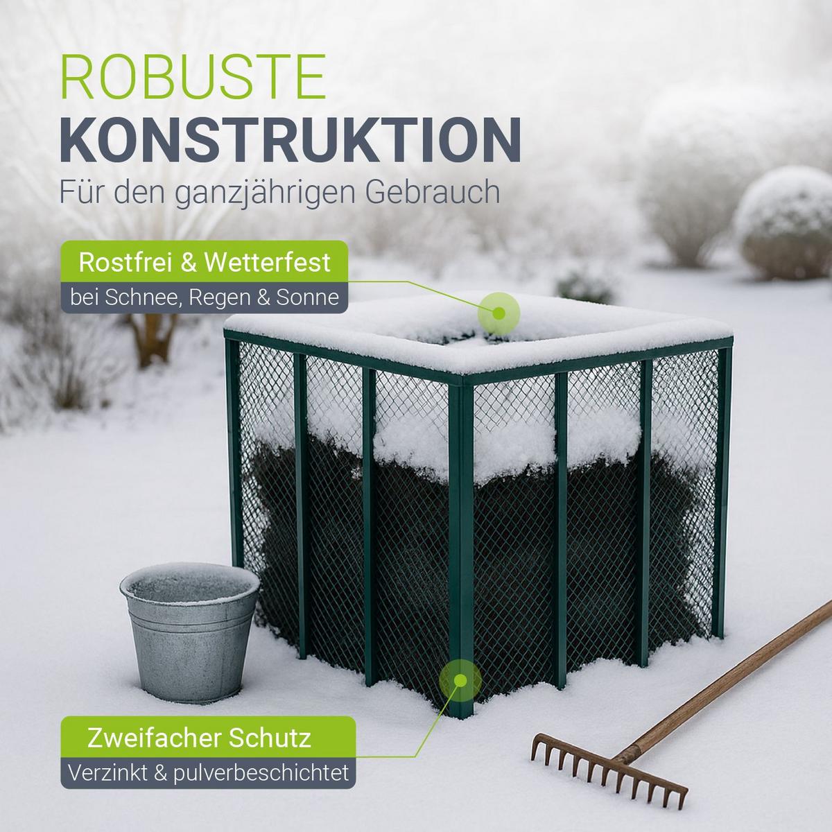 KOMPOSTER Metall dunkelgrün 800L - Grün, Metall (100/80/100cm) - Juskys