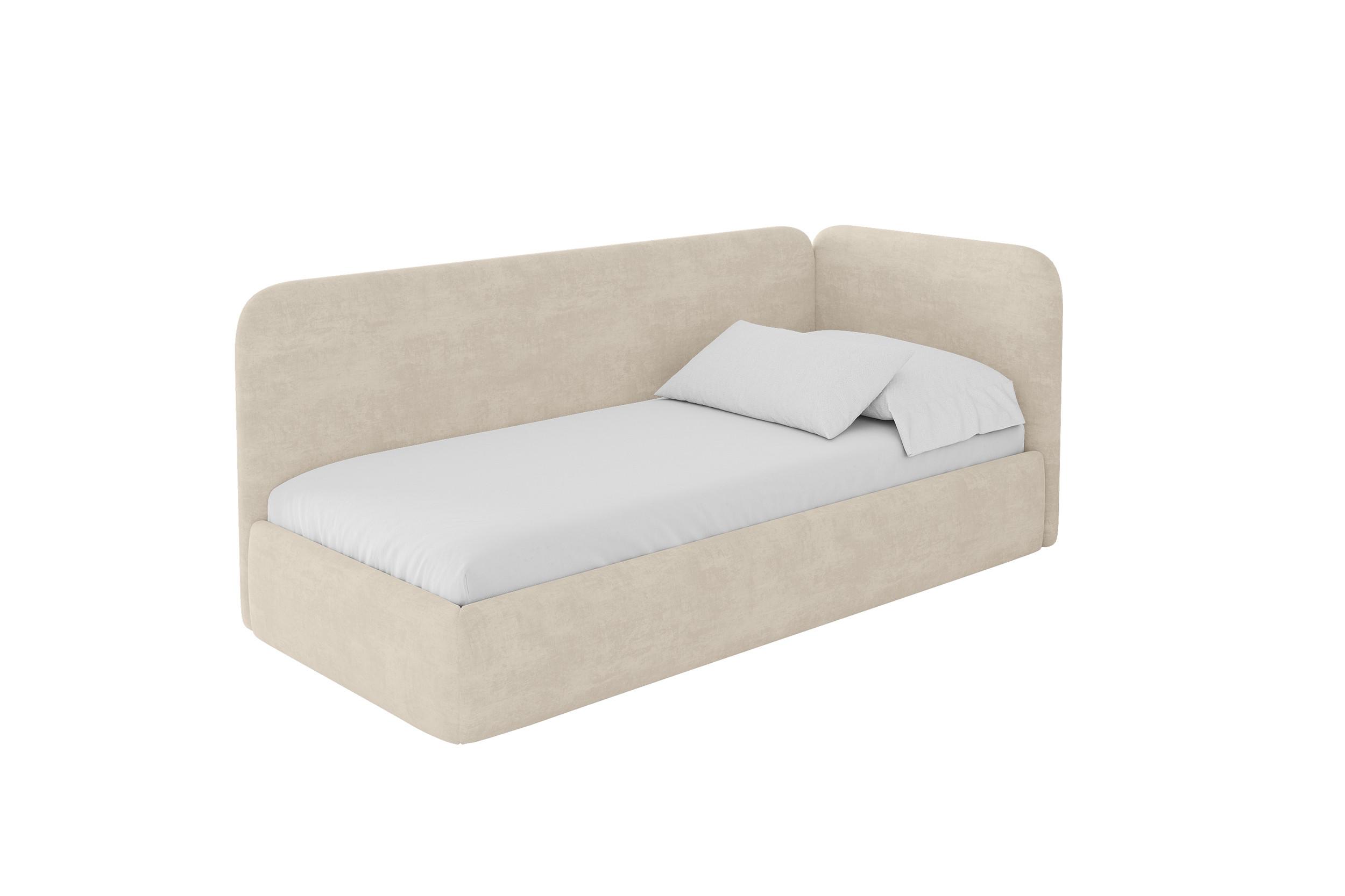EINZELLBETT Jugendbett mit Bettkasten und Matratze H3/H4, Links - ELSY 100x200 Beige - Beige, Holzwerkstoff/Textil (100/200cm) - ALTDECOR