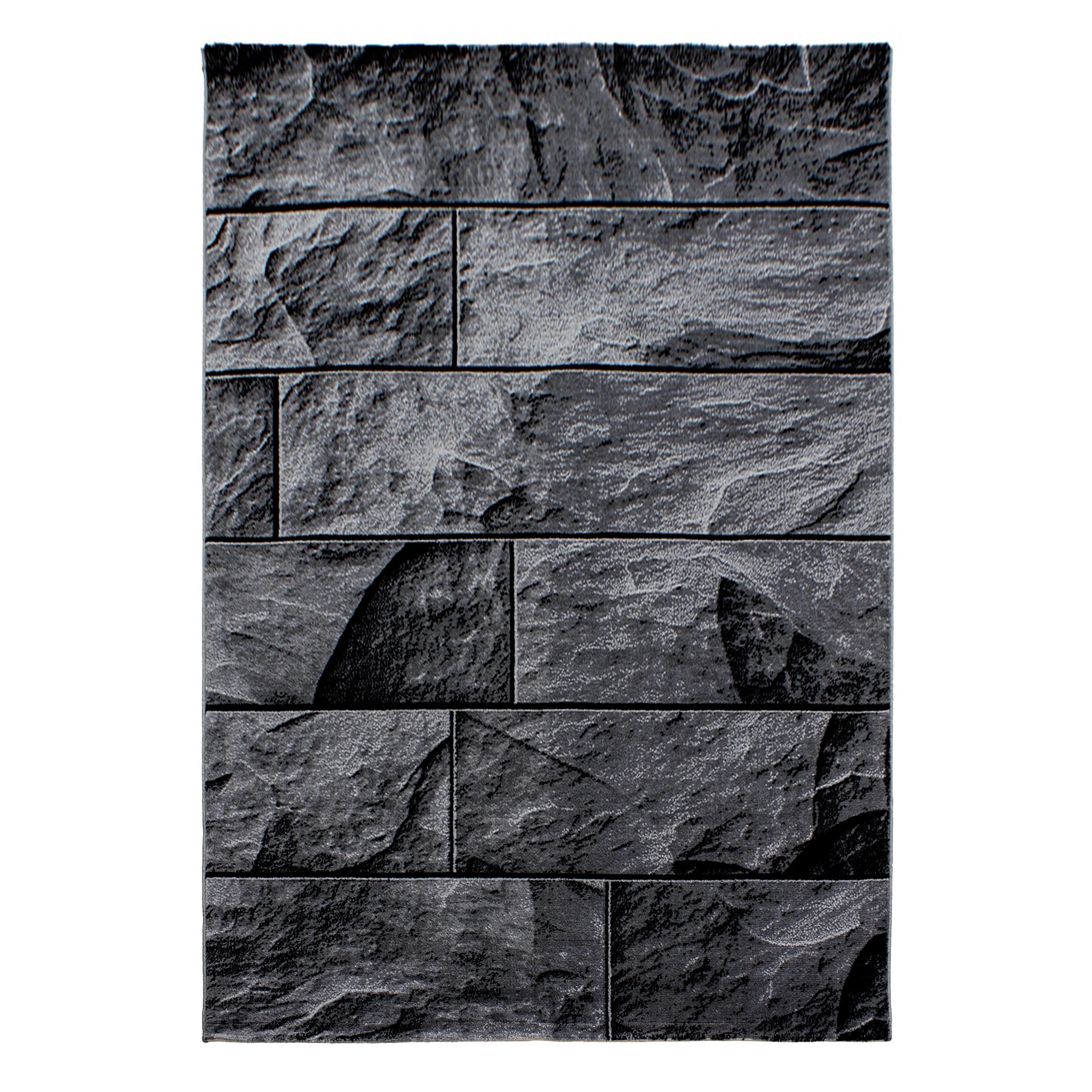 TEPPICH Kurzflor DRAU in Schwarz, in Steinoptik, 140 x 200 cm - Schwarz, Textil (200/140cm) - KADIMA DESIGN