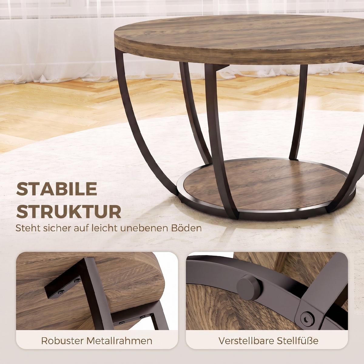 COUCHTISCH Spanplatte Metall Braun - Schwarz/Braun, Holzwerkstoff/Metall (80/80/43.8cm) - HOMCOM