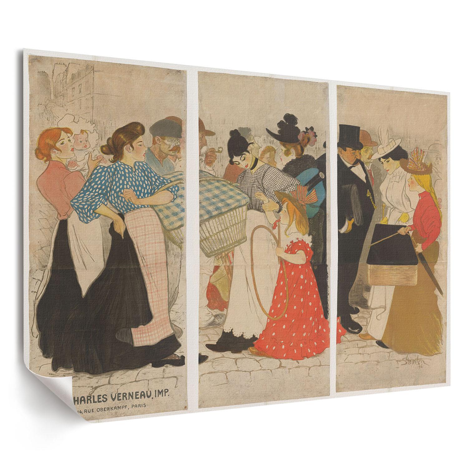 POSTER - 29x21 cm (A4) - Théophile Steinlen - Menschen auf der Straße - Rot, Textil (29.7/21/0.1cm) - TULUP